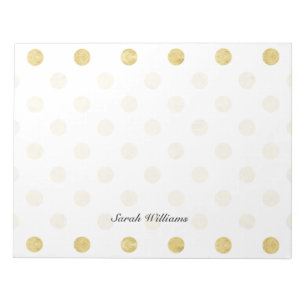 Elegantes Goldfolien-Tupfen-Muster - Gold u. Weiß Notizblock
