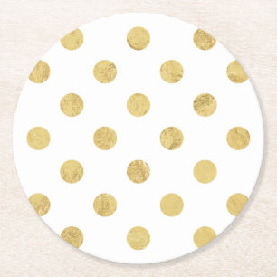 Elegantes Goldfolien-Tupfen-Muster - Gold u. Weiß Runder Pappuntersetzer