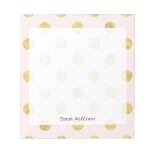 Elegantes Goldfolien-Tupfen-Muster - Rosa u. Gold Notizblock
