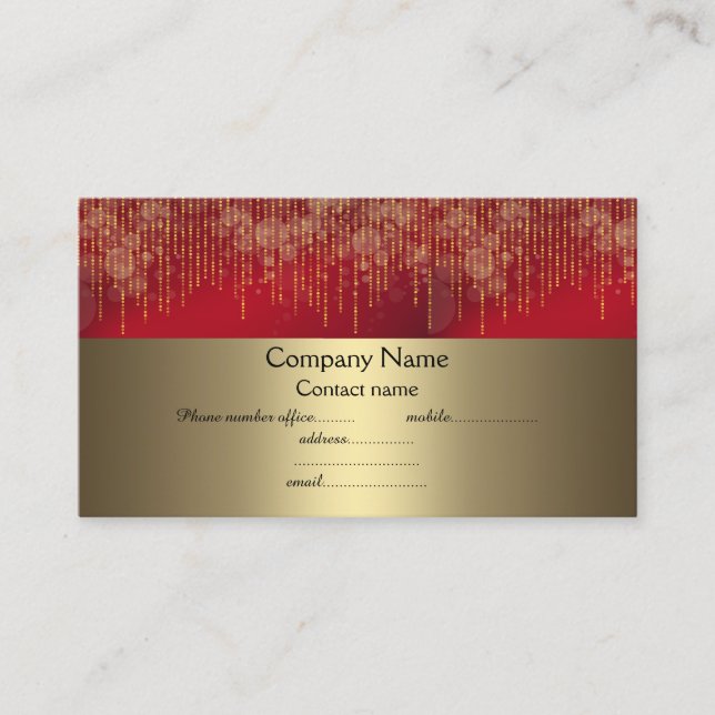 elegantes Goldgeschäft mit rotem Funkeln Visitenkarte (Vorderseite)