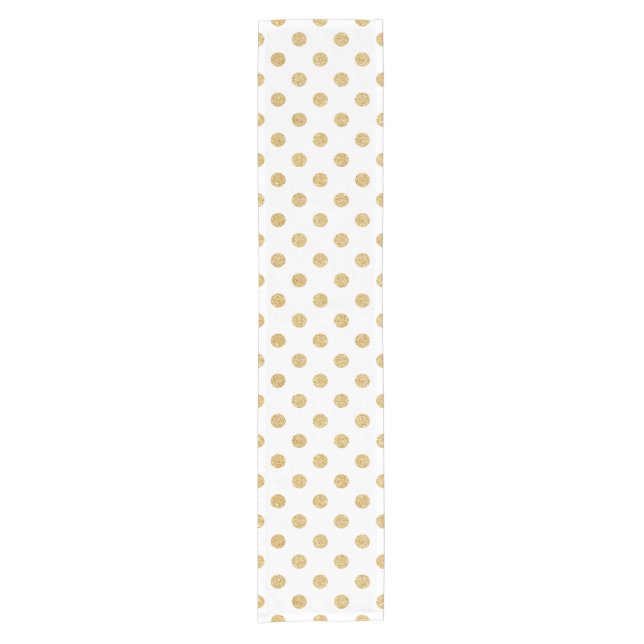 Elegantes GoldGlitzer-Polka-Punkt-Muster Kurzer Tischläufer (Vorderseite)