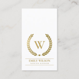 ELEGANTES GOLDGOLDFLORALLAUREL-WREAD INITIALES MON VISITENKARTE