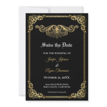 Elegantes goldgotisches Hochzeit-Save-the-Date-Mot