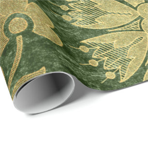 Elegantes goldgrünes königliches Damastenmuster Geschenkpapier