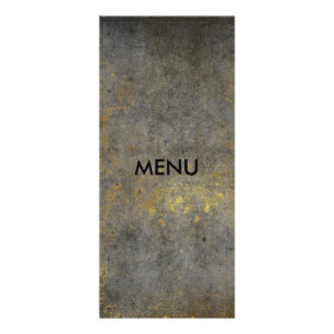 Elegantes GoldGrungy graues Menue Chic Werbekarte