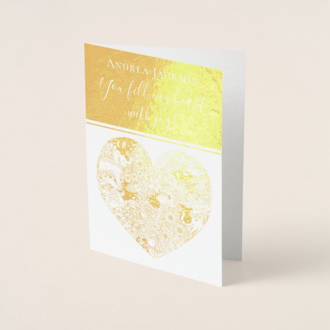 Elegantes Goldherz Zitat über Liebe Valentins Folienkarte (Vorderseite)