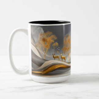 ✨Elegantes Goldhirsch-Luxus-Naturkunstwerk Zweifarbige Tasse