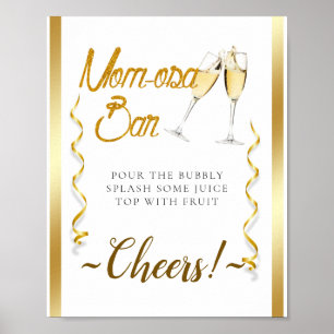 Elegantes Goldish Babydusche Mimosa Bar Sign Poster