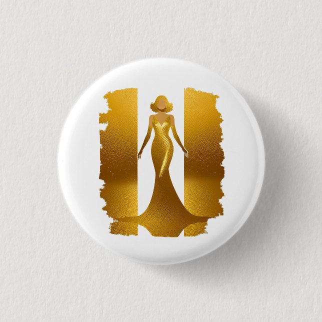 Elegantes Goldkleid Button (Vorderseite)