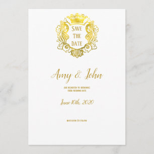 Elegantes Goldkönigliches Wappen, das Save the Save The Date
