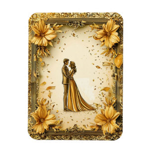 Elegantes Goldkunstwerk eines romantischen Brautpa Magnet