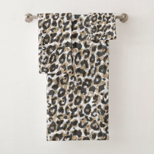 Elegantes Goldleopardenmuster Badhandtuch Set