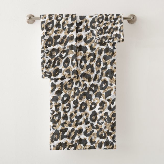 Elegantes Goldleopardenmuster Badhandtuch Set (Insitu)