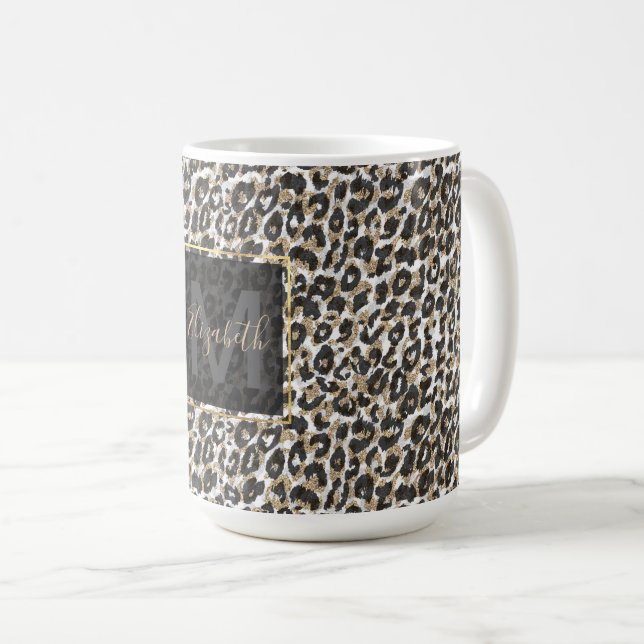 Elegantes Goldleopardenmuster Kaffeetasse (VorderseiteRechts)