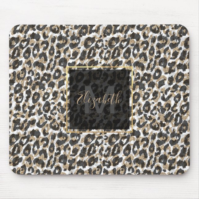 Elegantes Goldleopardenmuster Mousepad (Vorne)
