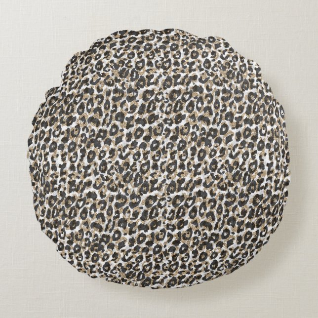 Elegantes Goldleopardenmuster Rundes Kissen (Vorderseite)