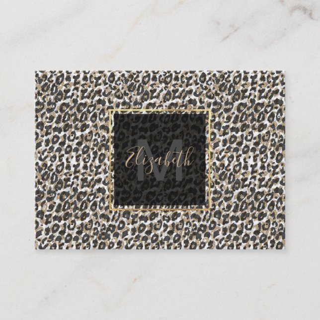 Elegantes Goldleopardenmuster Visitenkarte (Vorderseite)