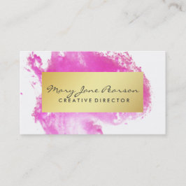 Elegantes GoldLuxe rosa AquarellBrushstrokes Visitenkarte