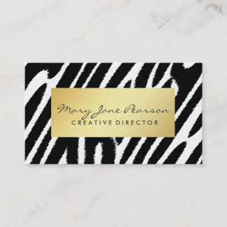 Elegantes GoldLuxe Schwarz-weißes Zebra-Muster Visitenkarte