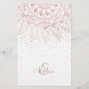 Elegantes Goldmandala-Konfetti-Design der Rose Briefpapier