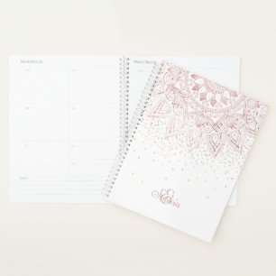 Elegantes Goldmandala-Konfetti-Design der Rose Planer