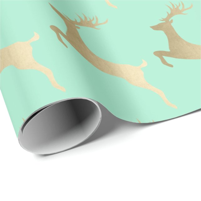 Elegantes Goldminze-Weihnachtsbaummuster Geschenkpapier (Rolleneckpunkt)