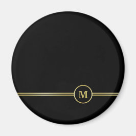 Elegantes Goldmonogramm auf schwarz Magnet