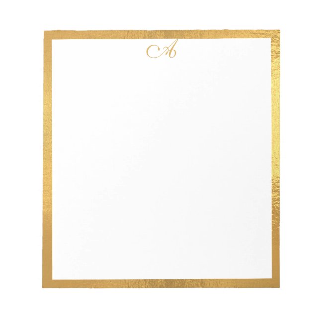 Elegantes Goldmonogramm Notizblock (Vorderseite)