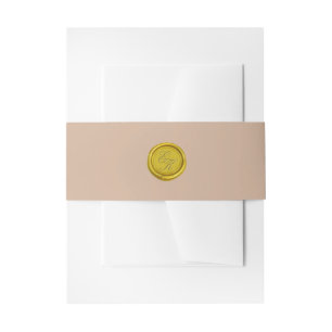 Elegantes Goldmonogramm-Wachs-Siegel-beige Einladungsbanderole