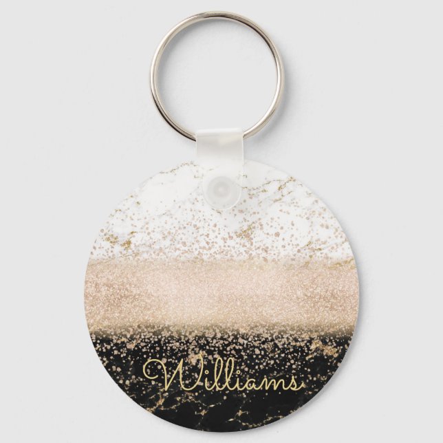 Elegantes Goldmotiv aus Rose Schlüsselanhänger (Vorderseite)