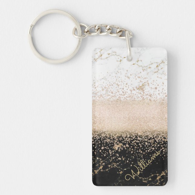 Elegantes Goldmotiv aus Rose Schlüsselanhänger (Vorderseite)