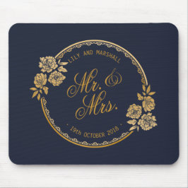 Elegantes Goldpersonalisierte Hochzeit | Mousepad