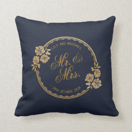 Elegantes Goldpersonalisiertes Hochzeit| Kissen