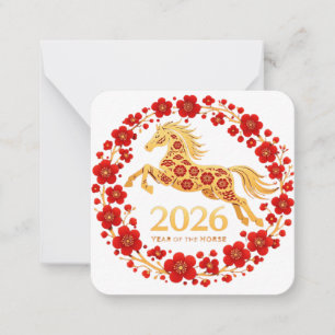 Elegantes Goldpferd 2026 Lunar Neujahr Mitteilungskarte