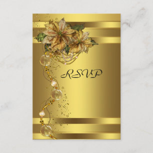 Elegantes Goldpoinsettia-GoldweihnachtsParty UAWG RSVP Karte