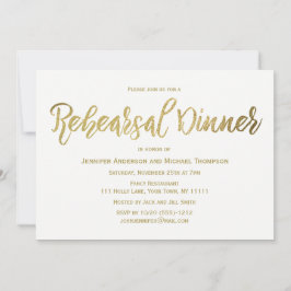 Elegantes GoldProben-Abendessen Einladung