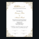 Elegantes Goldrahmen muslimisches Nikkah-Zertifika Poster<br><div class="desc">Mit unserem exquisiten Goldrahmen muslimische Nikkah-Zertifikat können Sie Ihren besonderen Tag feiern und Ihre Liebe feiern. Diese elegante Ehebescheinigung ist sorgfältig erstellt, um die Schönheit und Bedeutung dieser heiligen Gewerkschaft zu zeigen. Das Zertifikat wurde mit einem atemberaubenden Goldrahmen entworfen, der Ihrer Hochzeitsdekoration eine Touch von Eleganz und Eleganz verleiht. Die...</div>