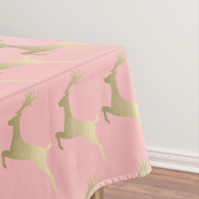 Elegantes Goldrosa-Weihnachtsren-Muster Tischdecke (Beispiel)