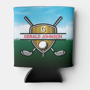 Elegantes Goldschild Golf Monogramm Design Can Coo Dosenkühler