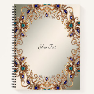 Elegantes Goldschmuck Blumen Notizbuch