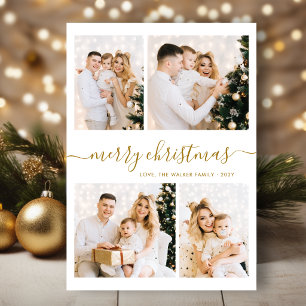 Elegantes Goldschrift-4-Foto-Collage Weihnachten