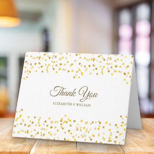 Elegantes Goldschrift Danke-Herzen-Konfetti Karte