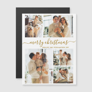Elegantes Goldschrift-Design 5 Foto Frohe Weihnach Magnetkarte
