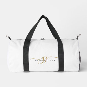 Elegantes Goldschrift-Name-Monogramm Duffle Bag