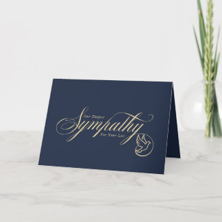 Elegantes Goldschrift-Taube-Blau-Beileid-Kondolenz Karte