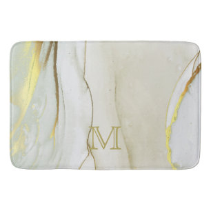 Elegantes Goldtinten-Abstraktmuster-Monogramm Bad Badematte