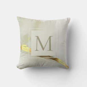 Elegantes Goldtinten-Monogramm Abstract  Kissen