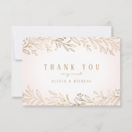 Elegantes, goldvergoldetes botanisches Dankeschön Dankeskarte