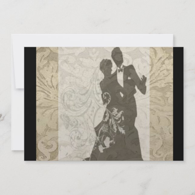 Elegantes GoldVintage Damast-Hochzeit Einladung (Vorderseite)