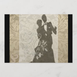 Elegantes GoldVintage Damast-Hochzeit Einladung